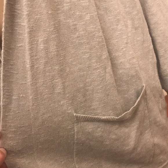 Eileen Fisher Silver Organic Linen High Collar Ribbed Knit Cardigan Size XS - Picture 8 of 13